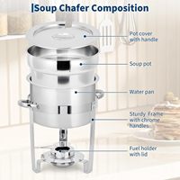 Mesa de Vapor Redonda de Acero Inoxidable, Mesa de Buffet Aislada, Calentador de Sopa Comercial para Restaurantes, Hoteles y Servicios de Catering