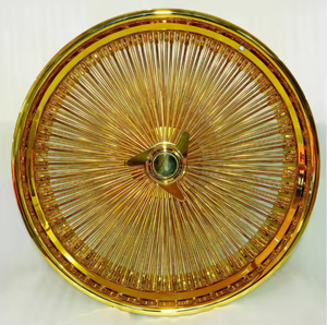 Jantes à rayons 24 et 26 pouces, 180/200 rayons, entièrement en titane doré, type Knock-off à déport profond, pour voitures classiques, vintage, lowriders et anciennes - Product Image 1