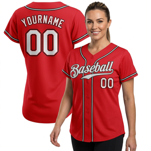 FITRYDER Maillot de baseball rouge personnalisé pour adultes, unisexe, manches longues, respirant, séchage rapide, polyester 300g, impression du nom de l'équipe, personnalisé - Product Image 2