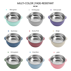 Non Toxic Pink Silicone Toddler Bowl with Animal Pattern and Stainless Steel Liner Suction Base - Product Image 3