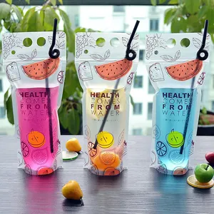 Manufacturers Clear Printed Reusable Plastic Frozen Jelly Fruit Juice Drink Doypack Packaging Stand Up Pouch Pack Bag With Spout