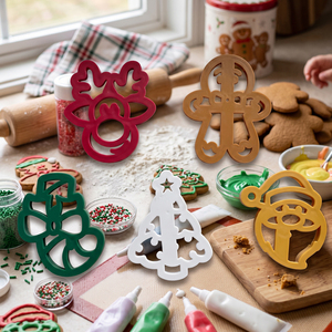 Juego de 5 Cortadores de Galletas Navideños de Plástico Moldeado por Inyección, Molde Personalizado <span class=keywords><strong>para</strong></span> Galletas, Sello <span class=keywords><strong>para</strong></span> Fondant, <span class=keywords><strong>para</strong></span> Hornear en Fiestas - Product Image 4