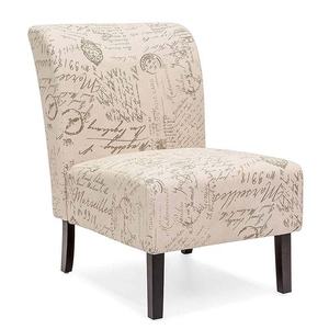 Geleneksel kavisli arka terlik sandalyesi baskı kumaş <span class=keywords><strong>Accent</strong></span> sandalye temiz çizgiler ve konik ahşap bacaklar - Product Image 2