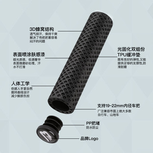 Poignées de guidon de vélo Bolany, en caoutchouc noir antidérapant pour vélos de montagne, forme cylindrique GR527 - Product Image 4