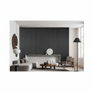 Meubles de décoration murale acoustique en caoutchouc PET Flexible en chêne noir Panneaux de plafond insonorisés incurvés pour la finition de placage de salon - Product Image 1