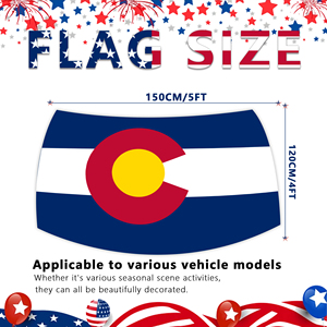 Drapeau de voiture tendance en polyester élastique à sublimation, motif Colorado américain, pour les voyages en voiture, les rallyes et les activités en extérieur - Product Image 2