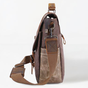 Sac à bandoulière pour ordinateur portable, <span class=keywords><strong>mallette</strong></span> de transport en toile cirée pour ordinateur portable de 14 pouces, avec manches - Product Image 6