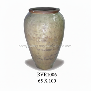 Fournisseur de poterie du Vietnam - Pots ronds rustiques en céramique émaillée - Product Image 1