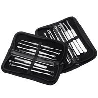 Kit professionnel 8 pièces en acier inoxydable pour l'élimination des boutons et points noirs, extracteur d'acné, outil d'extraction des comédons, ensemble d'aiguilles pour l'acné