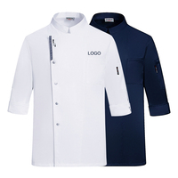Veste de chef bleu clair style uniforme de travail jamaïcain vêtements de travail rugueux à manches longues boutons roulés à la main pour uniforme de chef