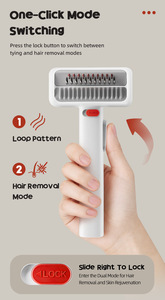 <span class=keywords><strong>Brosse</strong></span> anti-poils 2-en-1 sécurisée avec lame de sécurité - Outil démêlant autonettoyant à un bouton pour chiens et chats à poils longs - Product Image 6