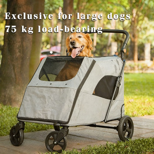 <span class=keywords><strong>Chariot</strong></span> pour animaux <span class=keywords><strong>de</strong></span> compagnie JXB pour chiens <span class=keywords><strong>de</strong></span> grande et moyenne taille - Pliage à un bouton - 4 roues - Tissu 300D - Capacité <span class=keywords><strong>de</strong></span> 75 kg - <span class=keywords><strong>Chariot</strong></span> <span class=keywords><strong>de</strong></span> promenade multi-chiens pour l'extérieur - Product Image 2