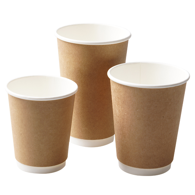 Disposable takeaway double wall kraft hot drink paper coffee cups Paper Cup With Lid