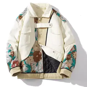 Özel yapıştırılmış bez nakış yüksek kaliteli rüzgarlık ceket Logo nakış moda ceket artı boyutu kış ceket erkekler