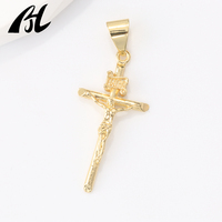 Collier à breloque en laiton plaqué or 14 carats bicolore, thème religieux, croix crucifix, petit pendentif avec strass en cristal, vente chaude