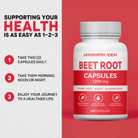 Les capsules de poudre de racine de betterave LIFEWORTH OEM soutiennent le système digestif et immunitaire