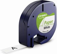 Ruban adhésif pour étiqueteuse LetraTag DYMO S0721510 91200 12mmx4m, noir sur blanc, auto-adhésif, multi-usages