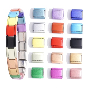 Wholesale 18K Real Gold Italian Charms Stainless Steel Matte Paint Italian Charm Links for <b>Bracelet</b> - Product Image 1