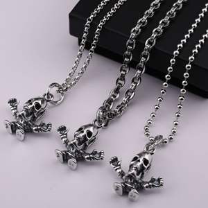 Colar com Pingente de Caveira Chrom Hearts em Prata para Homens e Mulheres, Corrente Longa, Joia Vintage, Moda Retro, Hip-hop Punk, Presente por Atacado - Product Image 1