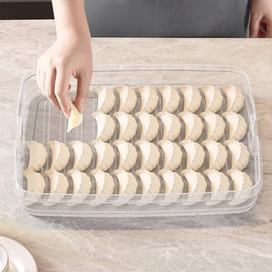 Caja para dumplings de plástico de calidad alimentaria, rectangular, apta para congelador, con tapa hermética y clip para refrigerador, contenedor de almacenamiento para conservar la frescura. - Product Image 2
