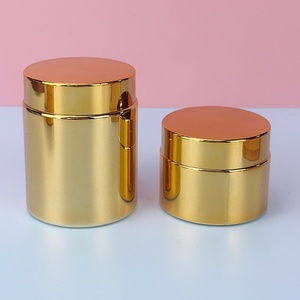 Luxury Electroplated Gold Glossy Glass Jar 50g Cosmetic <b>Container</b> Lip Balm Body Butter Eye Face Cream Empty Packaging Cream Jar - Product Image 2