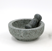 Pilon de mortier en pierre de granit fait à la main de style rétro précoce Outil d'activité parent-enfant créatif pour les herbes et épices à l'ail