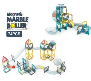 Amazon Runs Magnetic Lernspiel zeug Magnet fliesen Bau spielzeug Magnetic Marble Hot Seller 74 Stück Coloured Box Kunststoff ABS
