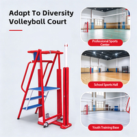 Poteau de filet de volley-ball robuste et réglable OEM avec support d'arbitre pliable à roulettes pour système de volley-ball de compétition intérieur/extérieur