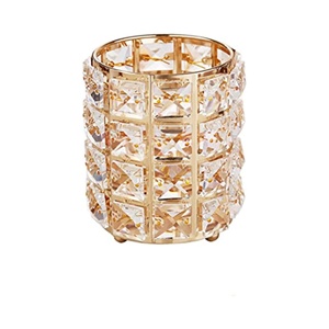<b>Crystal</b> French Style Solid Square Travel Case Double Sided Cosmetic <b>Pen</b> Brush and Nail Pot Container - Product Image 1