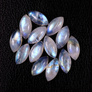 Cabujón de piedra lunar de ópalo arcoíris Natural de alta calidad, forma suave de marquesa, llamativo suelto para hacer joyas, lote al por mayor - Product Image 1