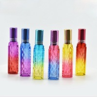 Vente en gros de flacons de parfum portables miniatures de 12 ml en verre dégradé avec bouchon à vis, impression sérigraphique, forme rectangulaire, diffuseur à roseaux