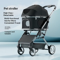 Carrito de Paseo para Mascotas de Aluminio, Plegable con un Clic, Ligero, Lavable, Ajustable, de 4 Ruedas, para Perros y Gatos, Uso en Exteriores
