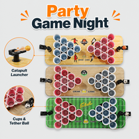 Jeu de table Beer Pong en bois 3 en 1 avec 25 gobelets pour les soirées adultes, parfait pour les soirées en famille