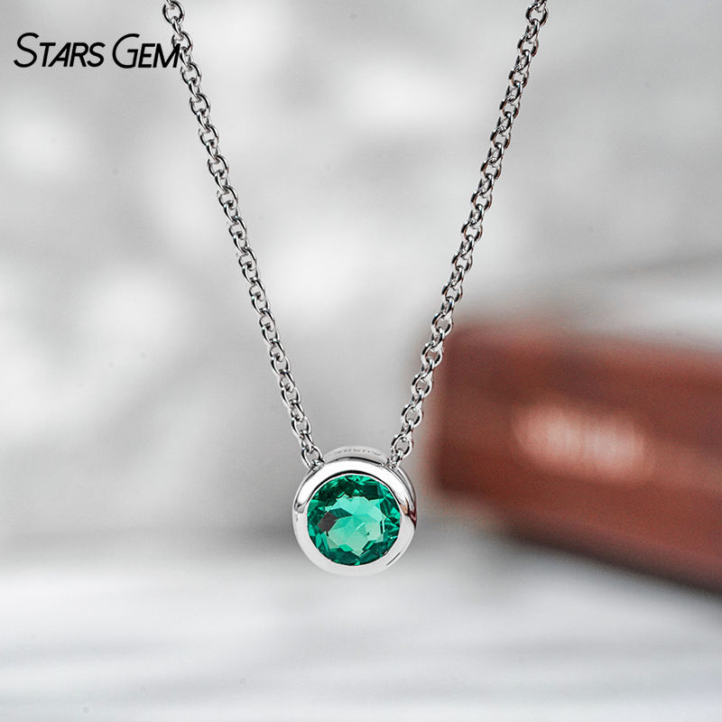 14K White Gold+Lab Emerald(Colombian)