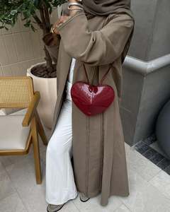 Hafizah Nova Abaya Marrom com Franjas, Cardigã Longo Simples e Elegante para Mulheres Muçulmanas, Atacado - Product Image 3
