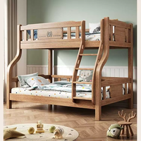 Cama Literas Multifuncional de Madera Maciza de Diseño Moderno para Adultos y Niños, Cama Literas Doble con Camas Altas y Bajas