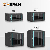 Armoire réseau murale ZHEFAN à prix d'usine, 9U 4U 6U 12U, 19 pouces, mini-rack de serveur verrouillable, noir/gris