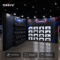 TIANYU Kit de stand pop-up portable avec toile de fond magnétique en PVC, comptoir d'accueil et structure en aluminium pour l'activation de marque
