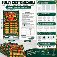 Billets de loterie à gratter sur le thème de Noël, impression numérique haute définition sur mesure, numéros de série, cartes de jeu, billets gagnants