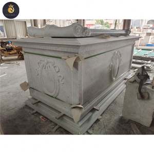 EV diseño personalizado Cararra mármol blanco suministros funerarios lujo tallado a mano ataúd polaco ataúd directo de los fabricantes - Product Image 2