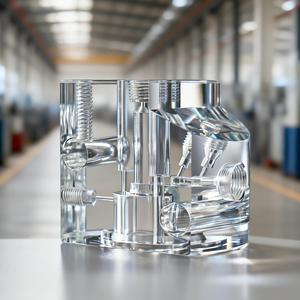 PMMA <span class=keywords><strong>CNC</strong></span>マシニングセンターバルブボディフローチャンネル5軸同時精密加工による精密バルブ製造 - Product Image 3