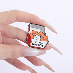 Boîte de chatons pépites émail broche drôle chat broche Fast Food Style revers Badge bijoux cadeau pour amis et Fans - Product Image 4