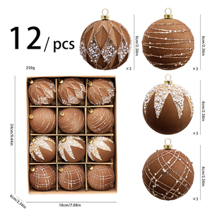 Christmas <b>Tree</b> Ceiling Hanging Flocking Ball Ornaments 6/8/10CM - Product Image 6
