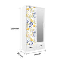 Meubles de chambre à coucher modernes, armoires en acier avec miroir et tiroirs, montage facile, design autoportant