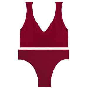 <span class=keywords><strong>Bralette</strong></span> sin costuras con escote en V profundo 2201 <span class=keywords><strong>para</strong></span> mujer, conjunto de bragas cortas suaves de algodón inalámbrico con logotipo Sexy en la cintura <span class=keywords><strong>para</strong></span> chicas <span class=keywords><strong>adolescentes</strong></span> - Product Image 3