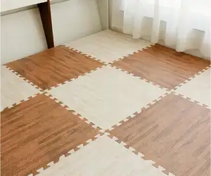 Eva matras busa kayu cetak lantai karpet teka-teki antiselip matras kustom Tatami Playmat untuk dalam ruangan