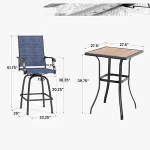 Dwoo moderno Patio jardín 3 piezas <span class=keywords><strong>Bar</strong></span> muebles conjunto ocio impermeable hierro marco <span class=keywords><strong>Bar</strong></span> sillas Mesa conjunto - Product Image 2