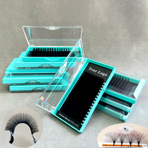 批发个性天鹅绒真丝睫毛延伸蓬松哑光深黑色卷睫毛延伸 - Product Image 5