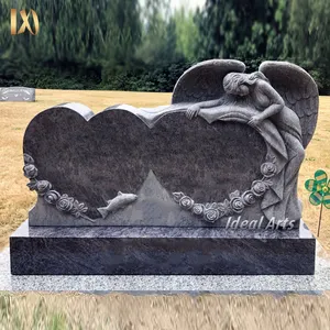 אידיאלי אמנויות באיכות טובה ילדים מצבה מלאכים קבר אבן מצבה כפול לבבות קבר headstones