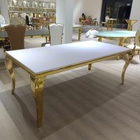 Table de mariage rectangulaire européenne en acier inoxydable doré, vente en gros SMS Factory, pour hôtel, restaurant, fête